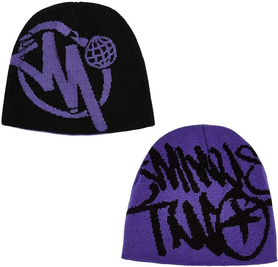 Purple/Black Graphic Beanie