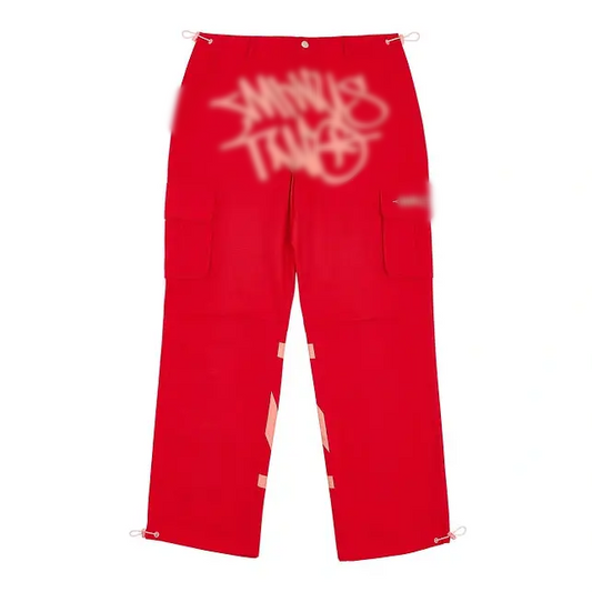 Graphic Cargo Pants - Full Red