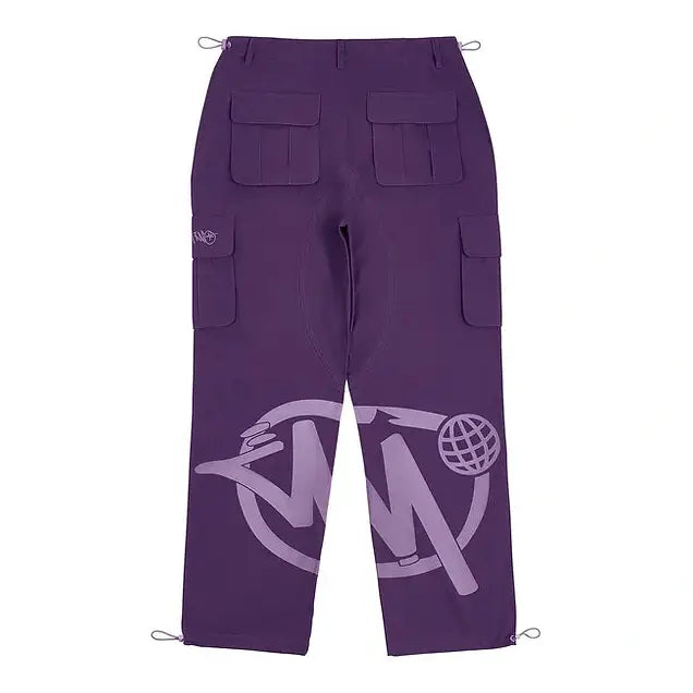 Graphic Cargo Pants - Full Purple