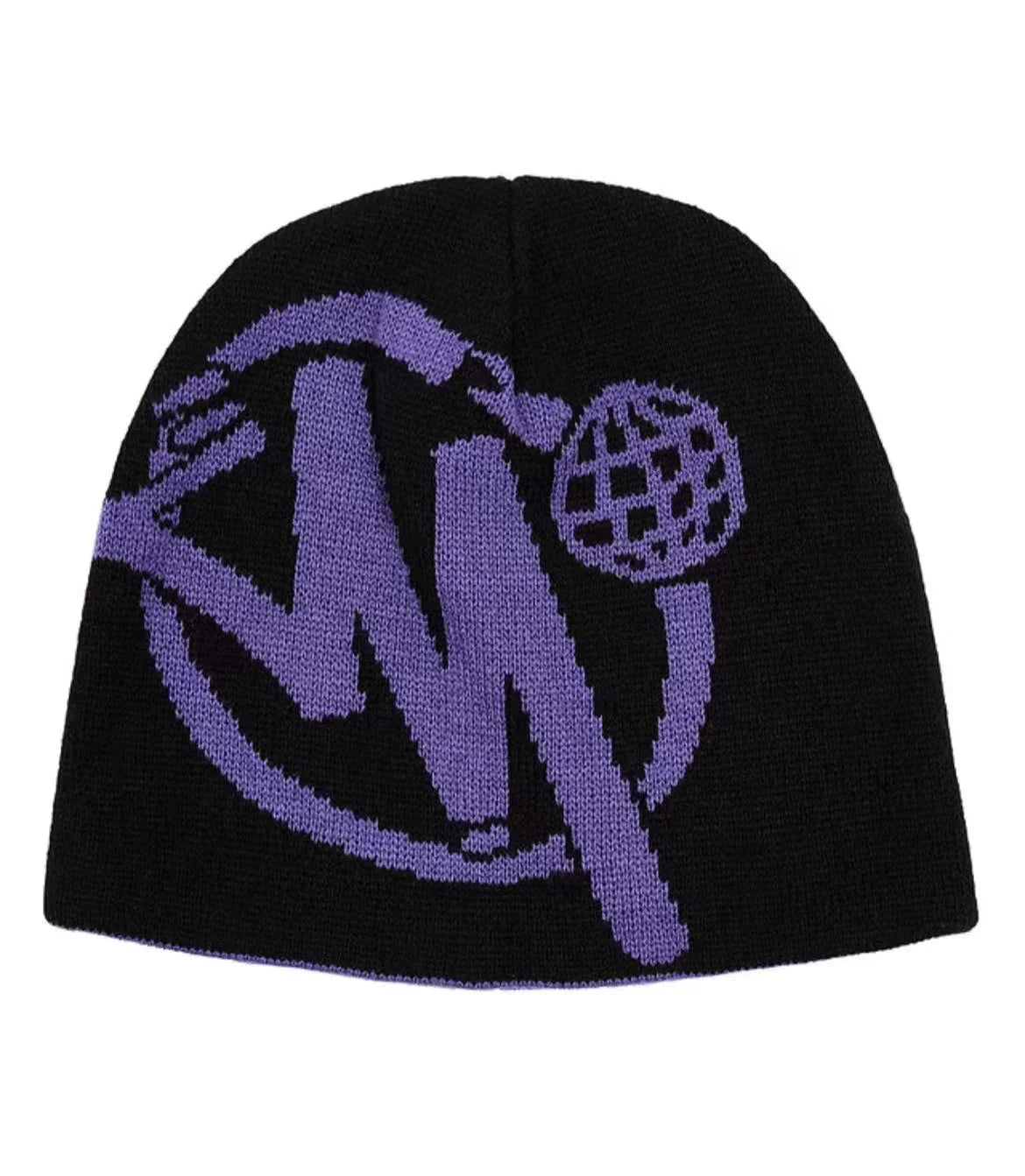 Purple/Black Graphic Beanie