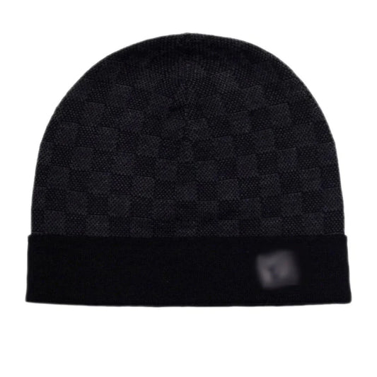 Mens Chequered Beanie Black "VL