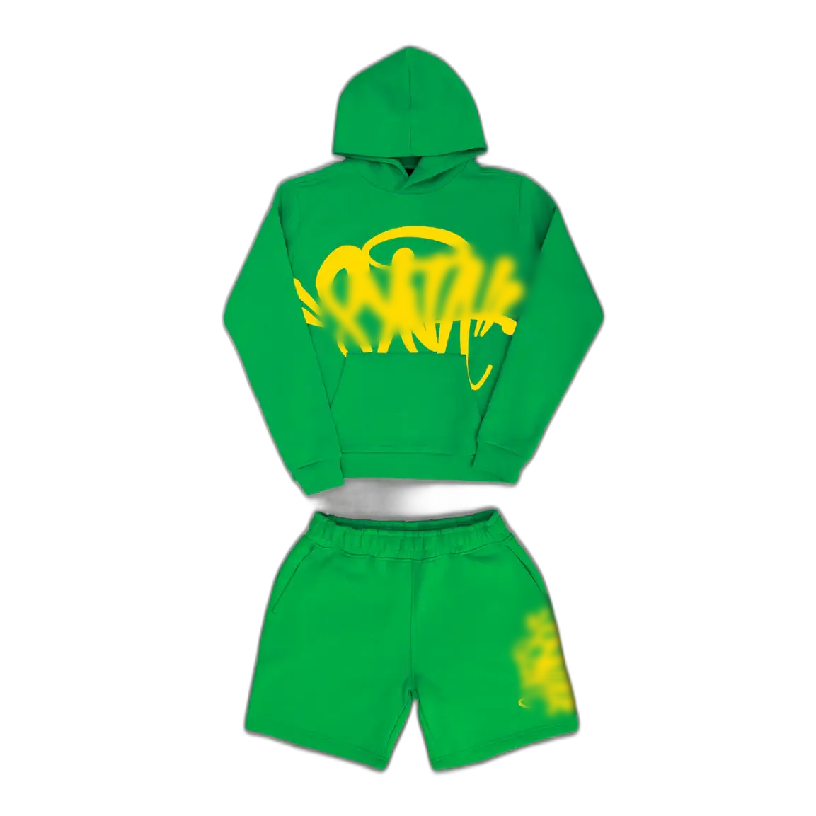 Synawrld hoodie/short set - Green/Yellow